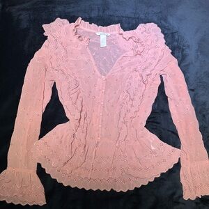 H&M Pink Ruffled Women's Top Size 12